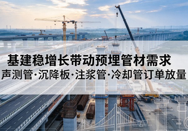 平利基建稳增长带动预埋监测管材需求，声测管、沉降板、注浆管订单持续放量